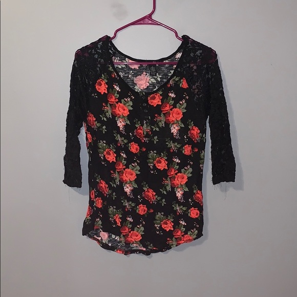 Black and red floral half sleeve - Picture 1 of 1